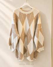 ISALIE Curvy Longpullover mit Rautenmuster, große Größen 54–58 – Produktbild 4