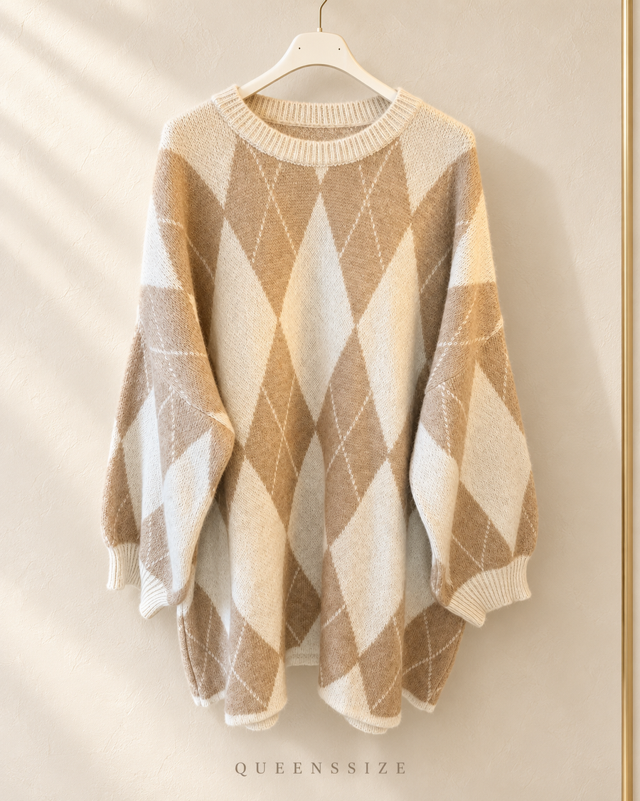 ISALIE Curvy Longpullover mit Rautenmuster, große Größen 54–58 – Produktbild 4