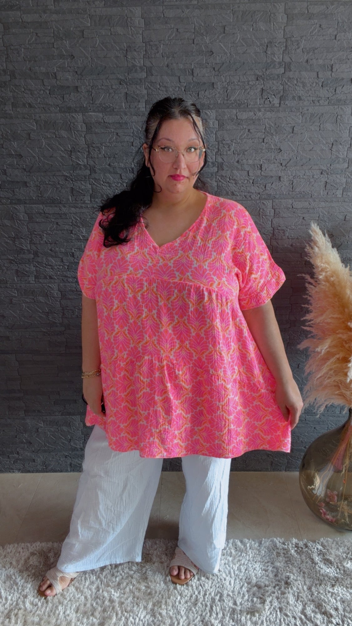 Musselin Bluse Pinky (48/52)