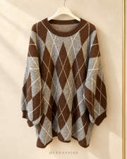 ISALIE Curvy Longpullover mit Rautenmuster, große Größen 54–58 – Produktbild 6