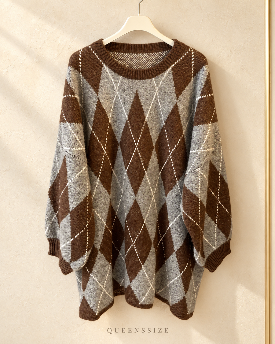 ISALIE Curvy Longpullover mit Rautenmuster, große Größen 54–58 – Produktbild 6