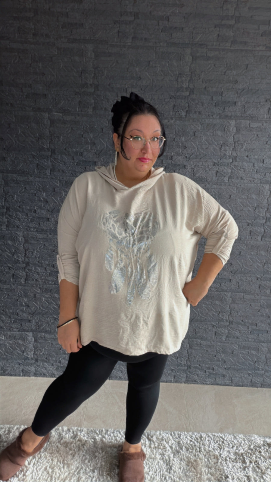 Kapuzenbluse "Silver Heart (50/54)