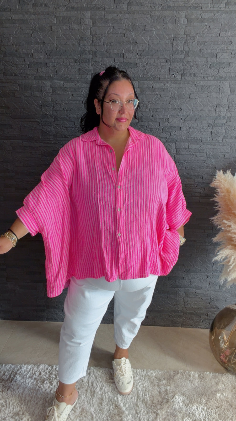 Oversized Musselinbluse