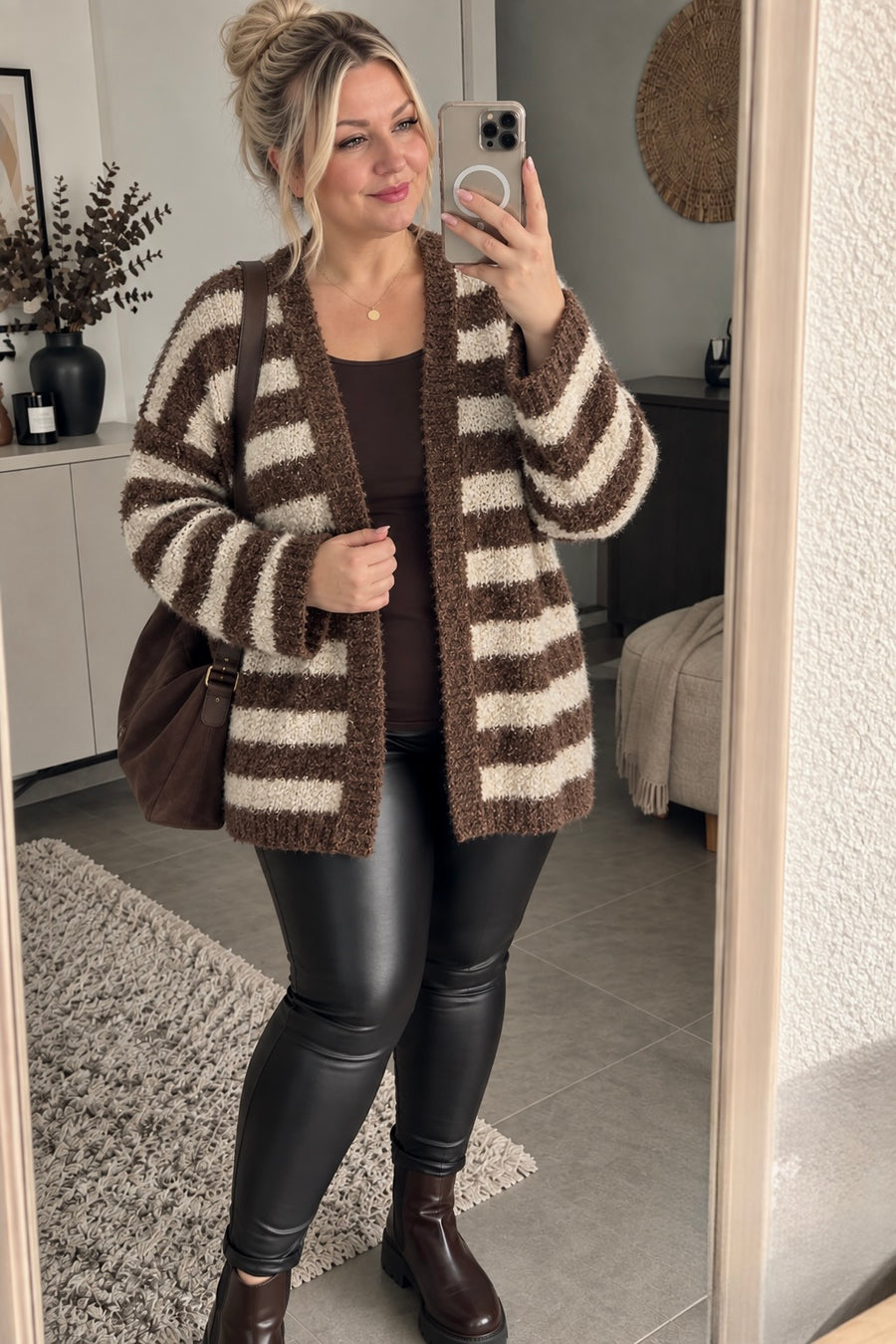 Curvy Boucle Strickjacke 44/52