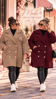 LINDSAY eleganter Curvy Mantel mit Perlenknöpfen und Bindegürtel, große Größen 54–58 – Produktbild 3