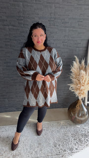 ISALIE Curvy Longpullover mit Rautenmuster, große Größen 54–58 – Produktbild 3
