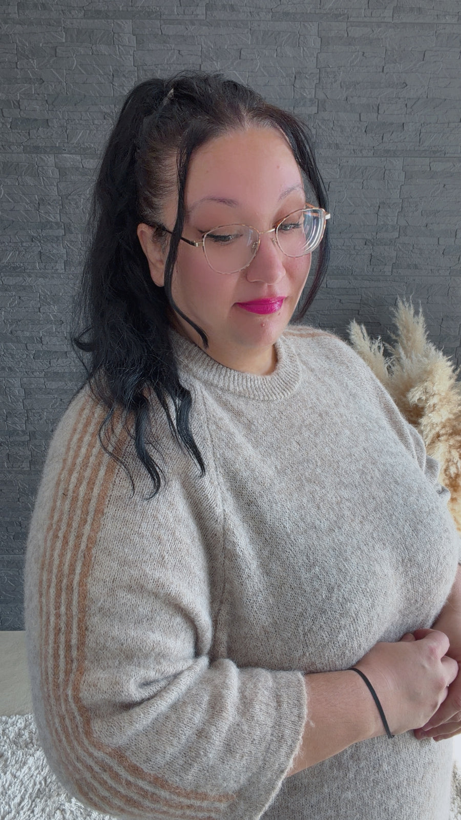 Curvy Stripe-Strickpullover 48/54