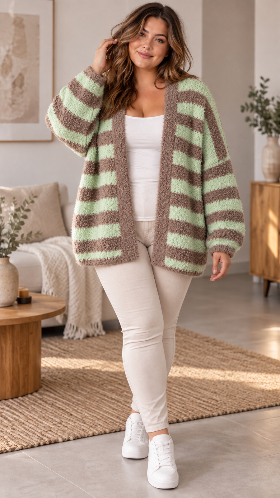 Curvy Boucle Strickjacke 44/52