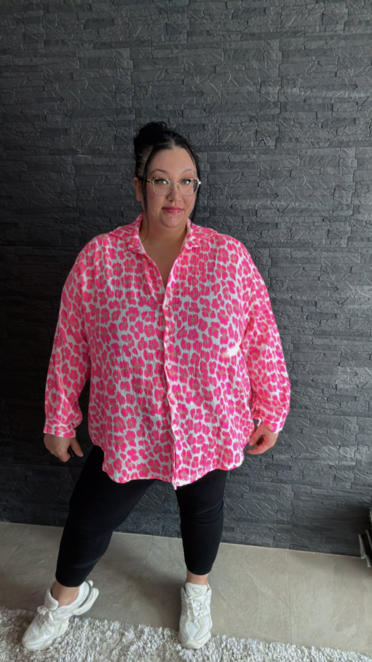 Musselinbluse Neon-Leo