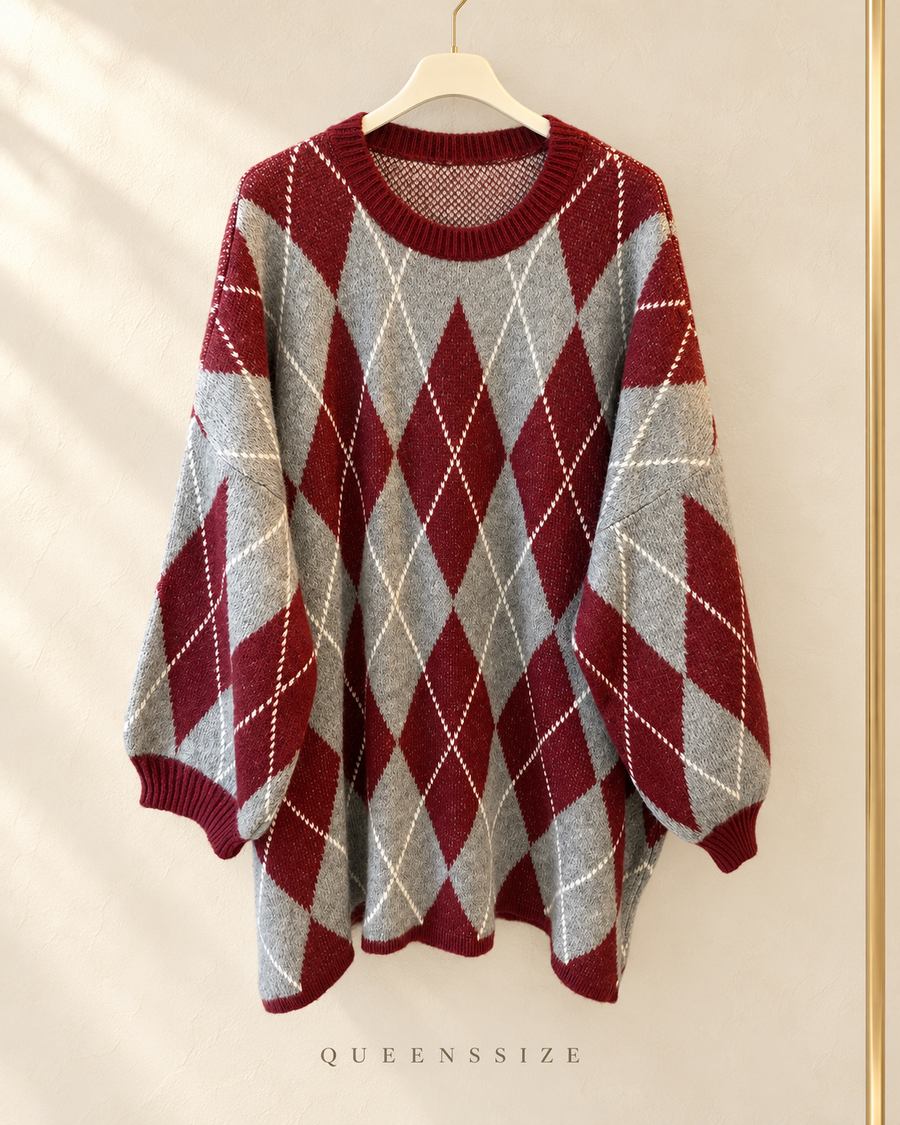 ISALIE Curvy Longpullover mit Rautenmuster, große Größen 54–58 – Produktbild 7