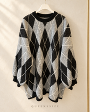 ISALIE Curvy Longpullover mit Rautenmuster, große Größen 54–58 – Produktbild 5