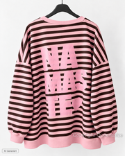 NAMASTE Curvy Sweatshirt mit Streifen und Statement-Print, große Größen 52–56 – Produktbild 9