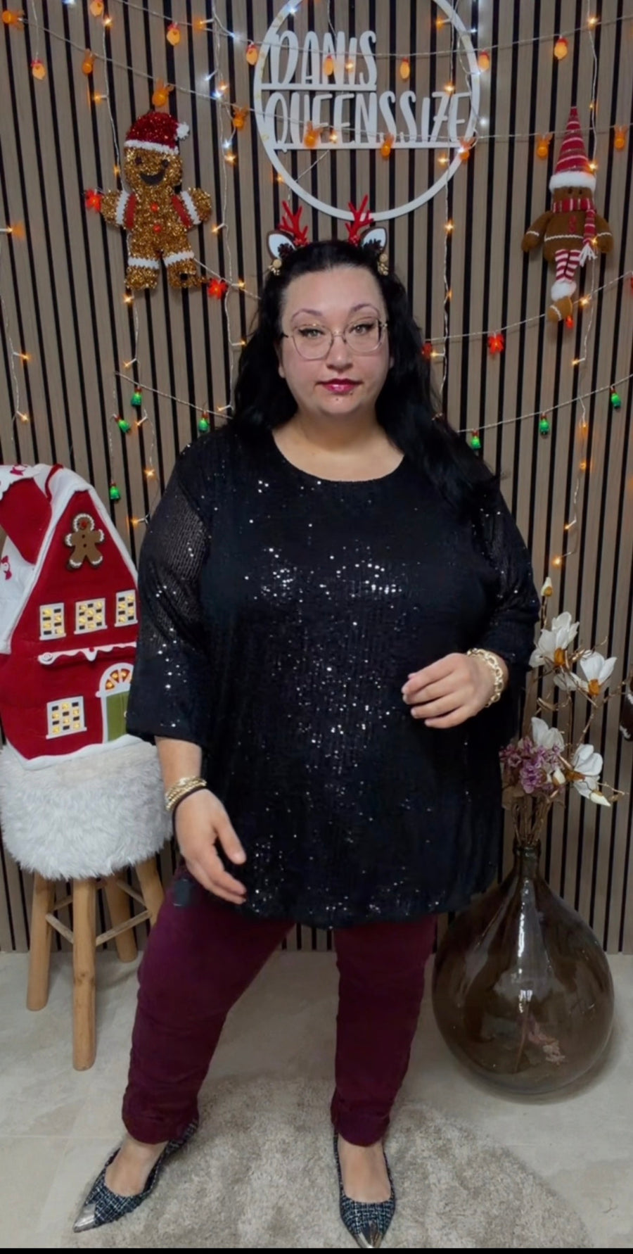 Pailletten Bluse Cyntia (52/56)