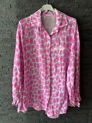 Musselinbluse Neon-Leo
