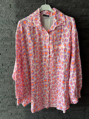 Musselinbluse Neon-Leo