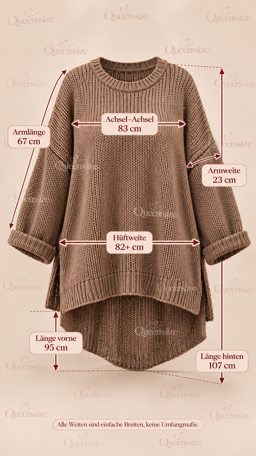 Vokuhila-Strickpullover 52/56