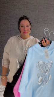 Kapuzenbluse "Silver Heart (50/54)